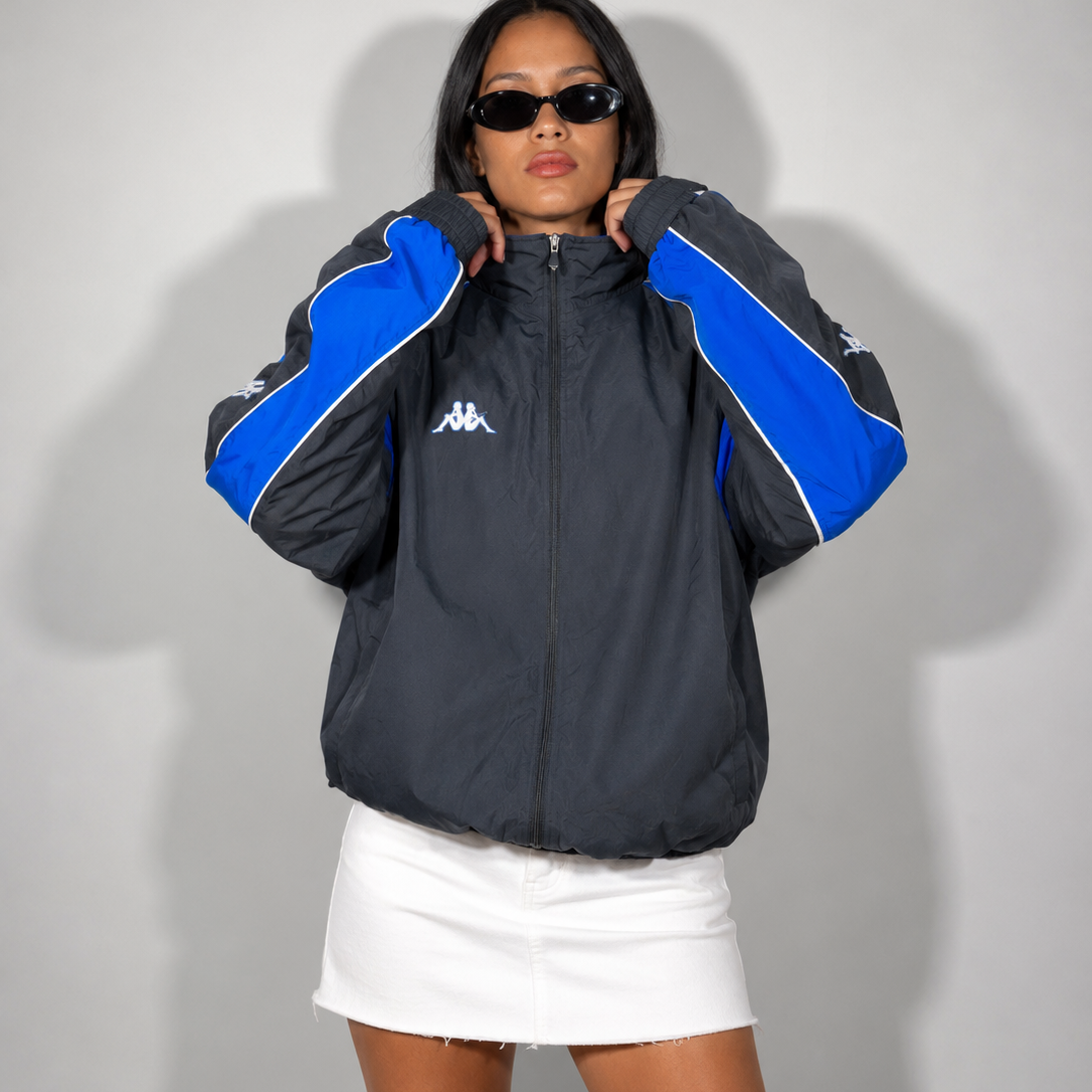 Women's Jacket Vintage Black & Blue Track