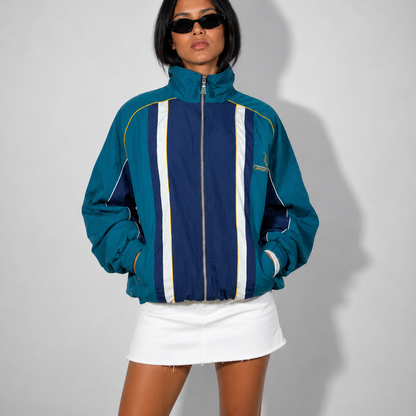 Women's Jacket 90s Teal Blue Sports Windbreaker