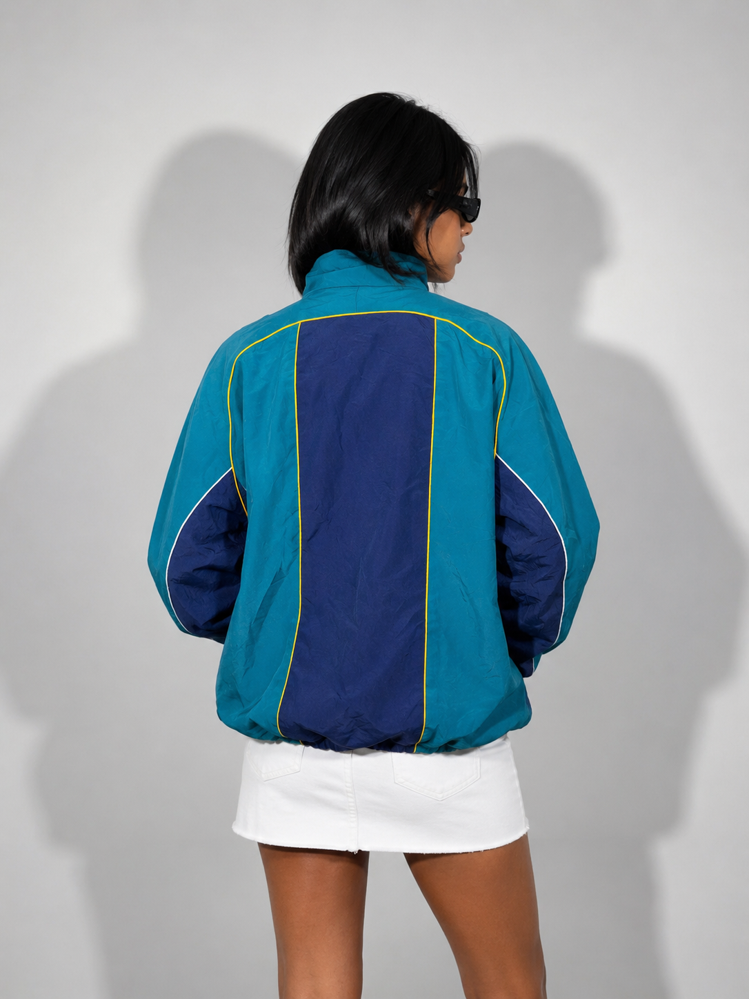 Women's Jacket 90s Teal Blue Sports Windbreaker