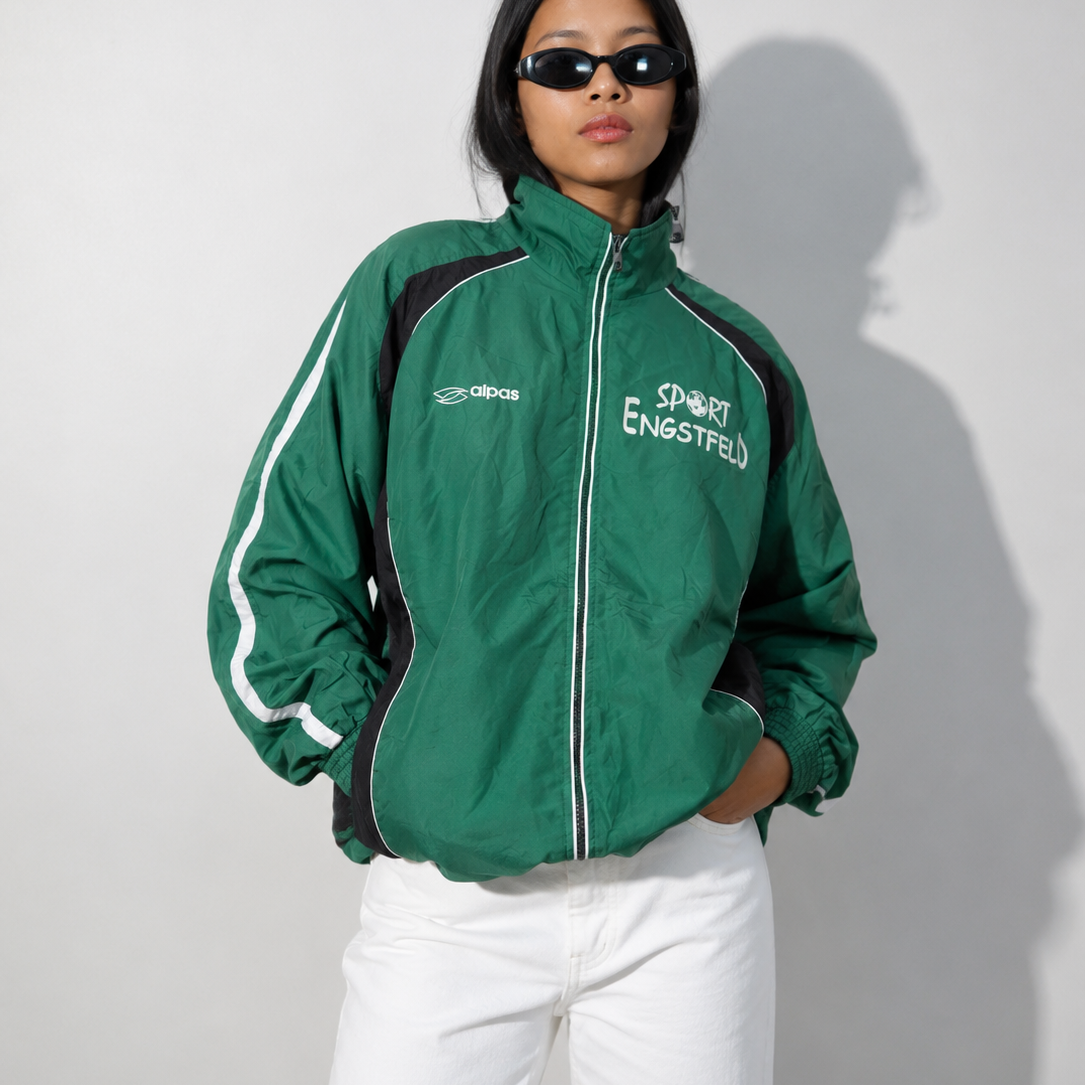 Women's Jacket Retro Athletic Track Green Performance