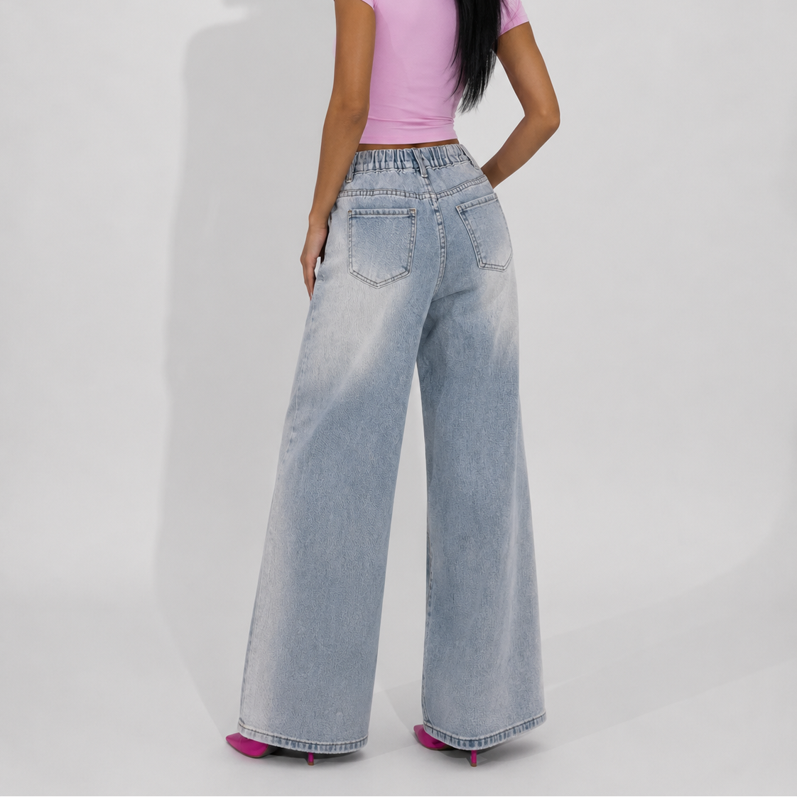 Women's Jeans – Light Wash Oversized Wide Leg Denim