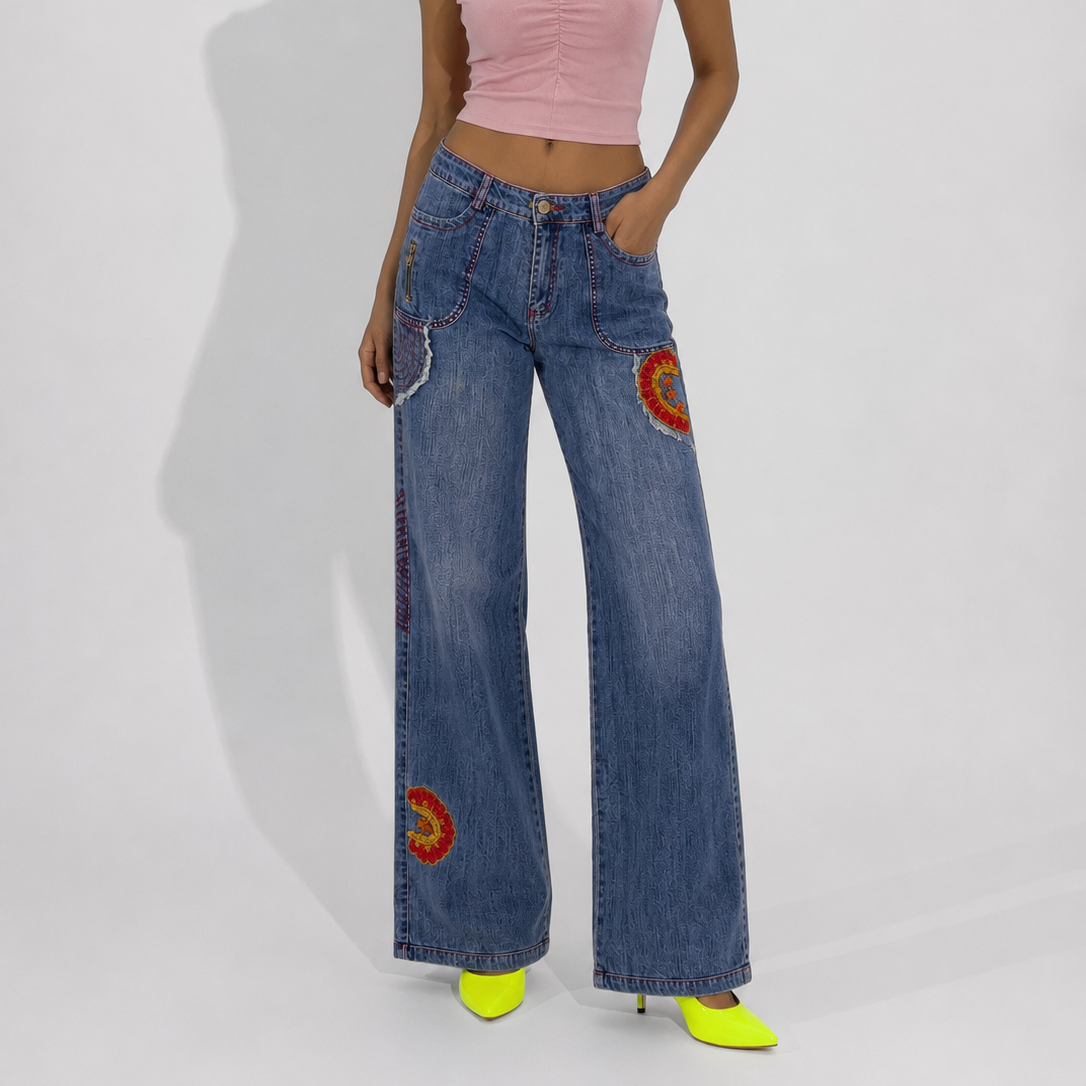 Women's Jeans – Bohemian Patchwork Baggy Jeans
