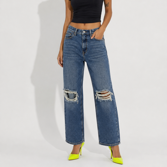 Women's Jeans Distressed Wide-Leg