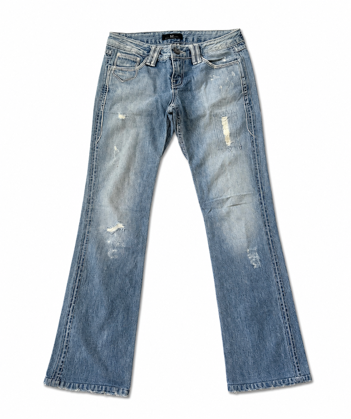 Light Wash Distressed Bootcut Jeans
