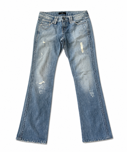 Light Wash Distressed Bootcut Jeans