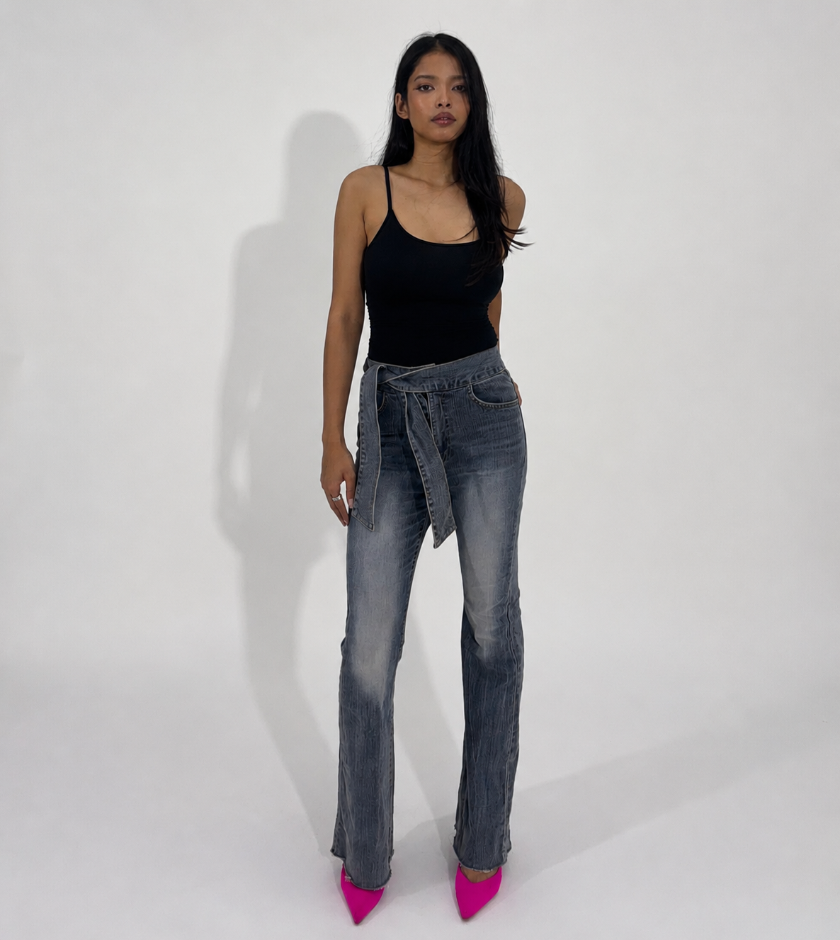 Wrap Tie Flared Women's Jeans