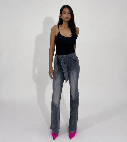 Wrap Tie Flared Women's Jeans
