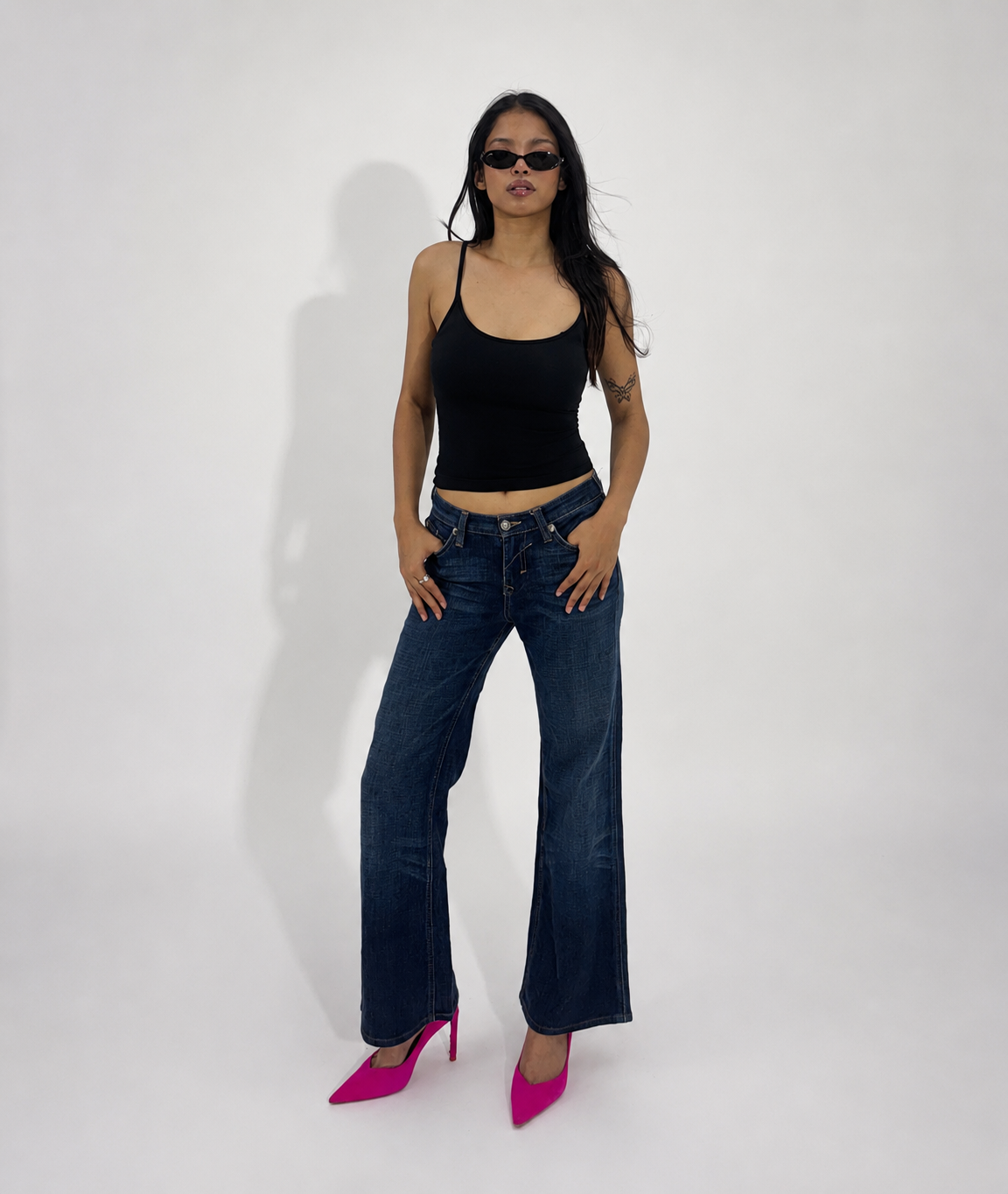 Wide-Leg Dark Wash Women's Jeans