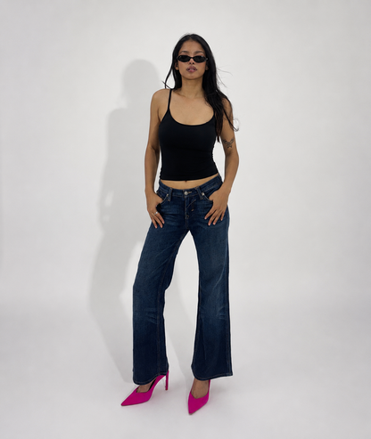 Wide-Leg Dark Wash Women's Jeans