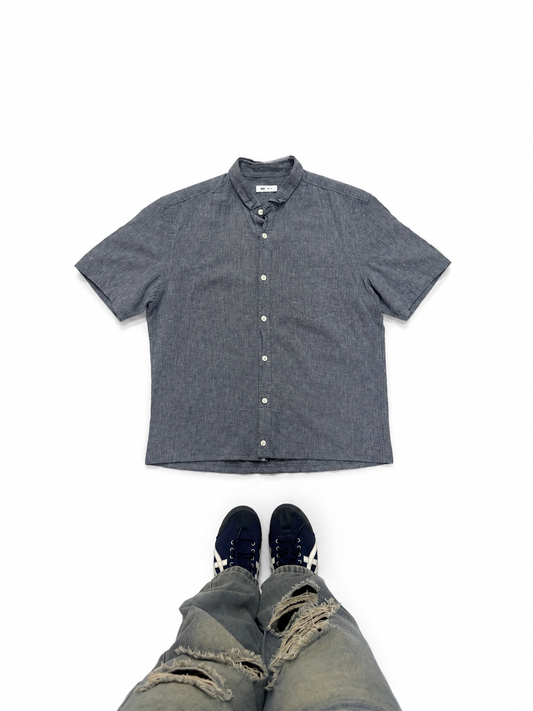 Men's Shirt Blue Chambray Short Sleeve Button-Up