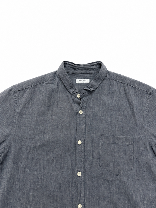 Men's Shirt Blue Chambray Short Sleeve Button-Up