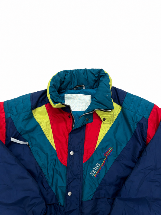 Vintage Unisex Colorblock Ski Jacket – Retro Insulated Winter Windbreaker