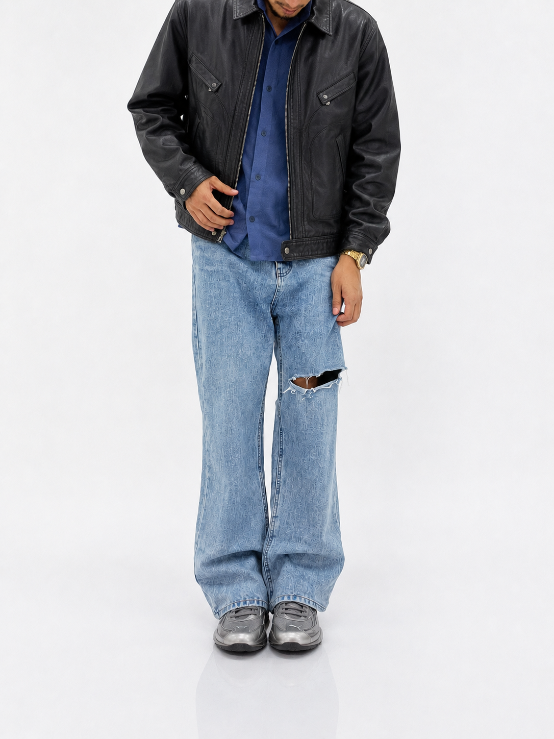 Obsidian Drift Oversized Leather Jacket