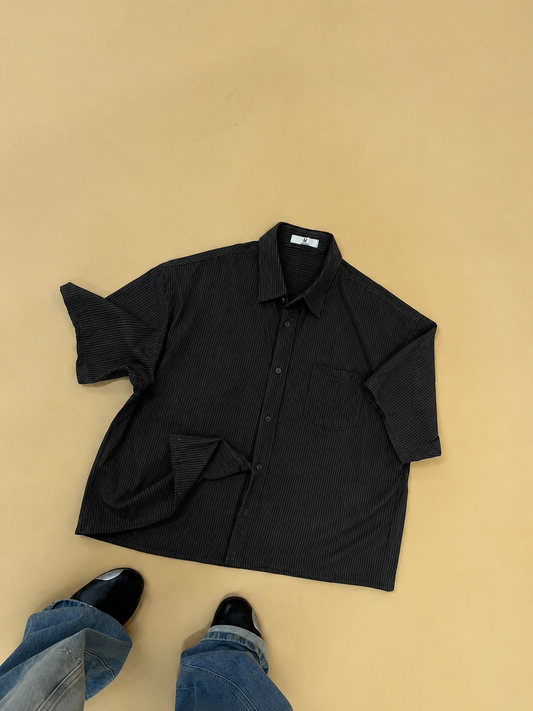 Men's Shirt Black Pinstripe Oversized Cropped