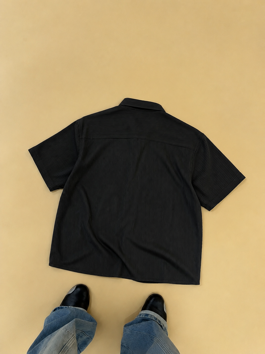 Men's Shirt Black Pinstripe Oversized Cropped