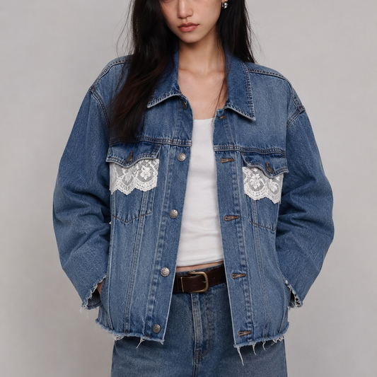 Women's Jacket lace classic blue denim