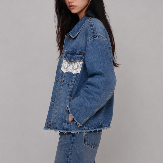 Women's Jacket lace classic blue denim