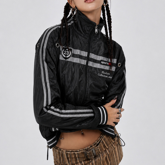Women's Jacket - Retro Black Zip-Up
