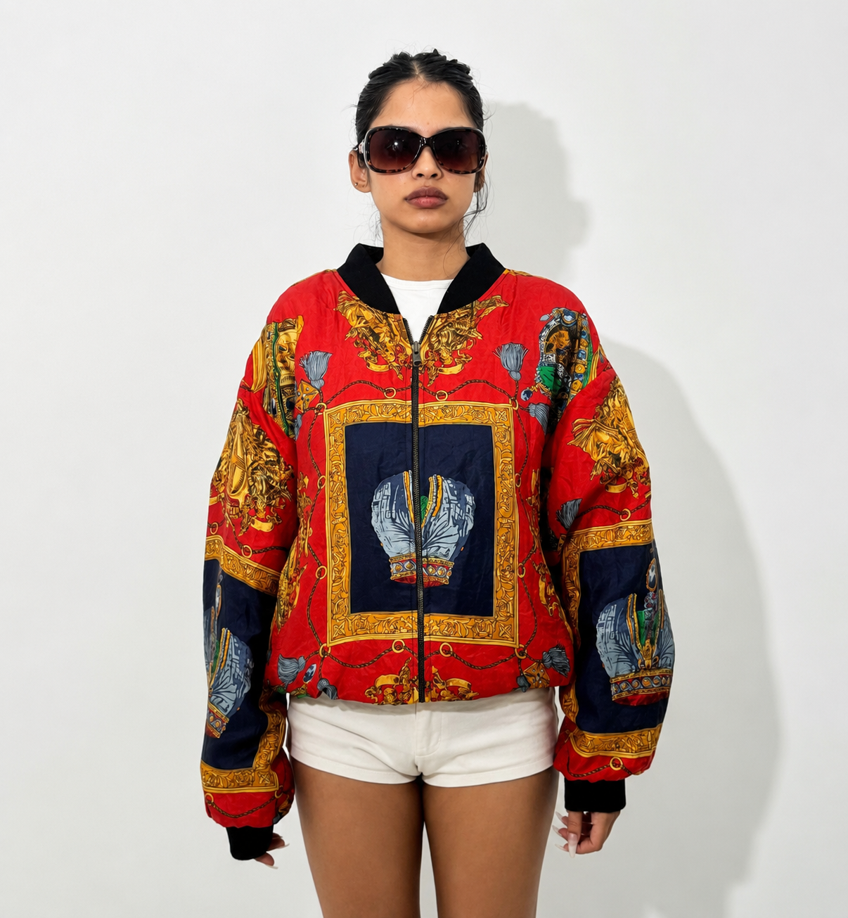 Women's Jacket Vintage Baroque Print Bomber