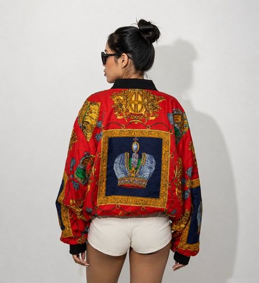 Women's Jacket Vintage Baroque Print Bomber