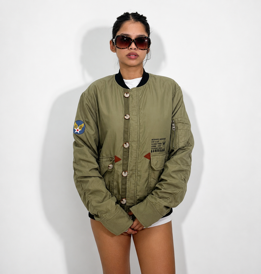 Women's Jacket Olive Green Utility Bomber