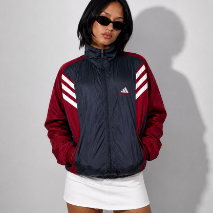 Women's Jacket Vintage Full-Zip Shell Jacket – Burgundy & Black