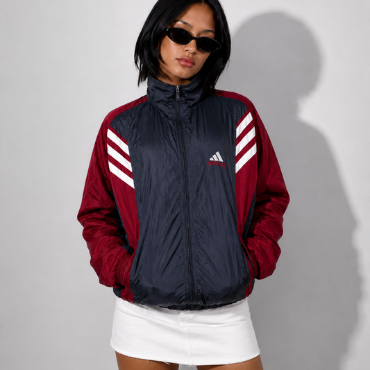 Women's Jacket Vintage Full-Zip Shell Jacket – Burgundy & Black