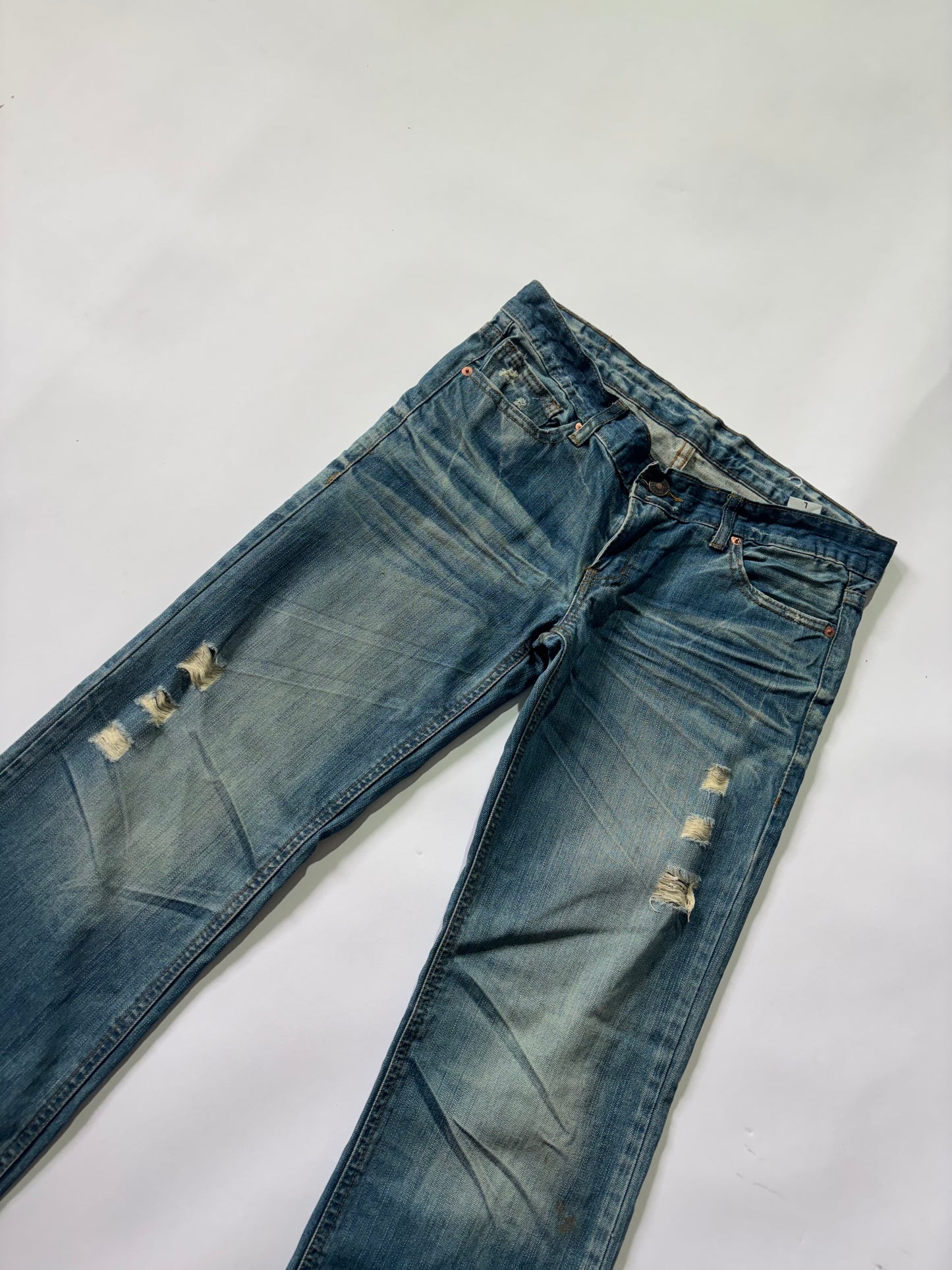 Women's Jeans Distressed Light Wash Straight Leg