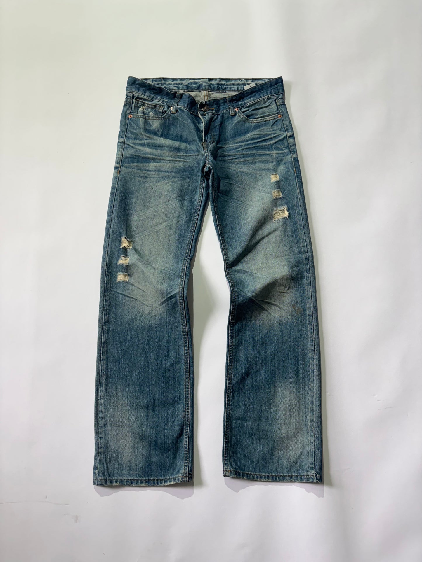 Women's Jeans Distressed Light Wash Straight Leg