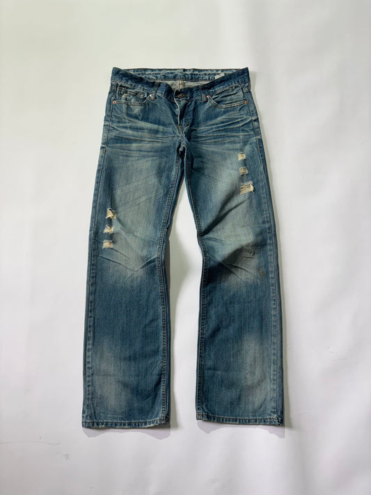 Women's Jeans Distressed Light Wash Straight Leg