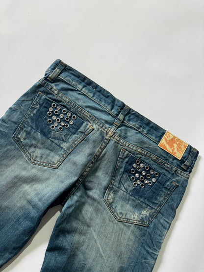 Women's Jeans Distressed Light Wash Straight Leg