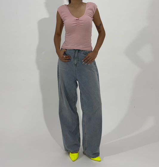 Women's Jeans Light Wash Baggy Wide-Leg