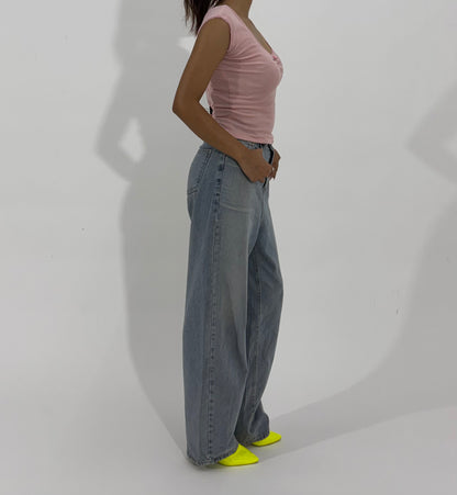 Women's Jeans Light Wash Baggy Wide-Leg