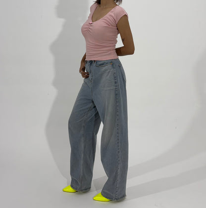 Women's Jeans Light Wash Baggy Wide-Leg