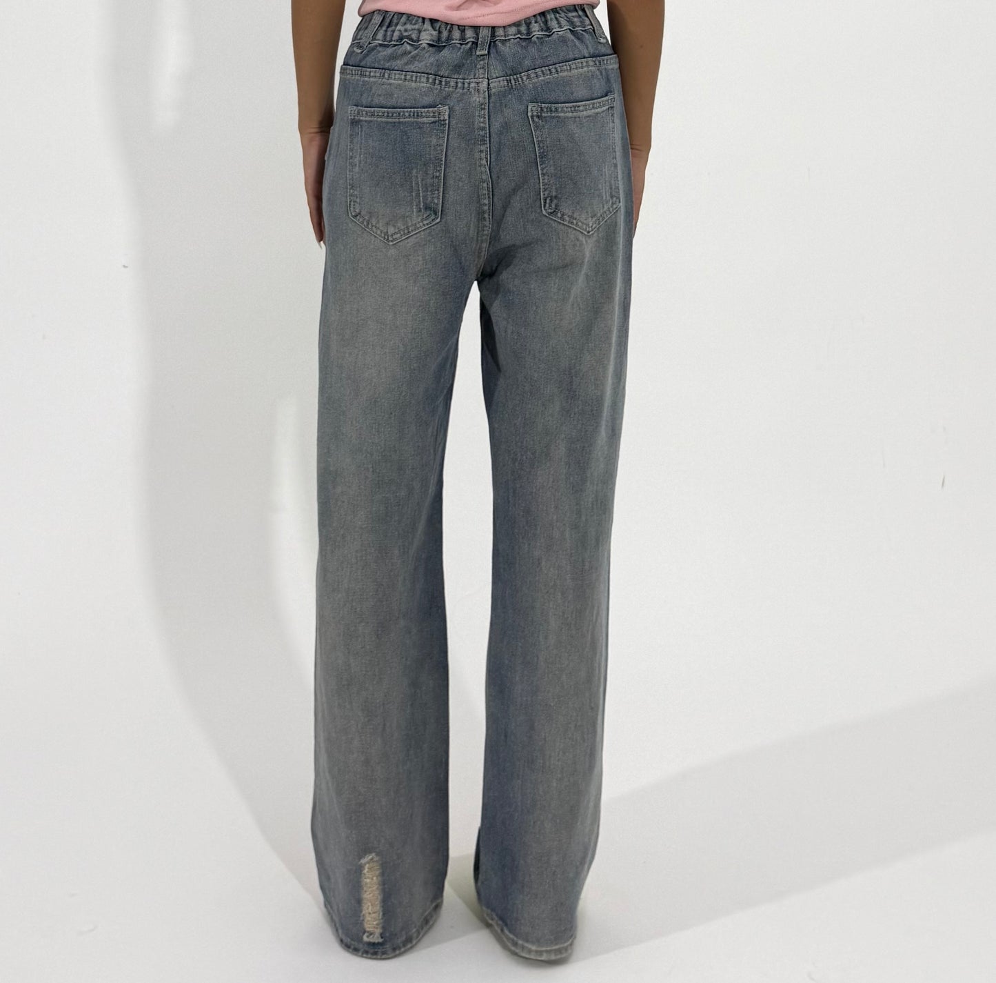 Women's Jeans Distressed Wide-Leg Cargo