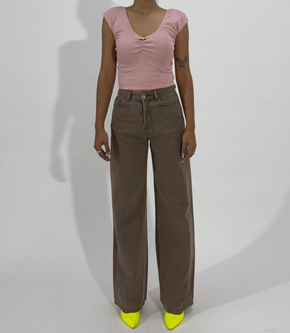 Women's Jeans Brown Wide-Leg