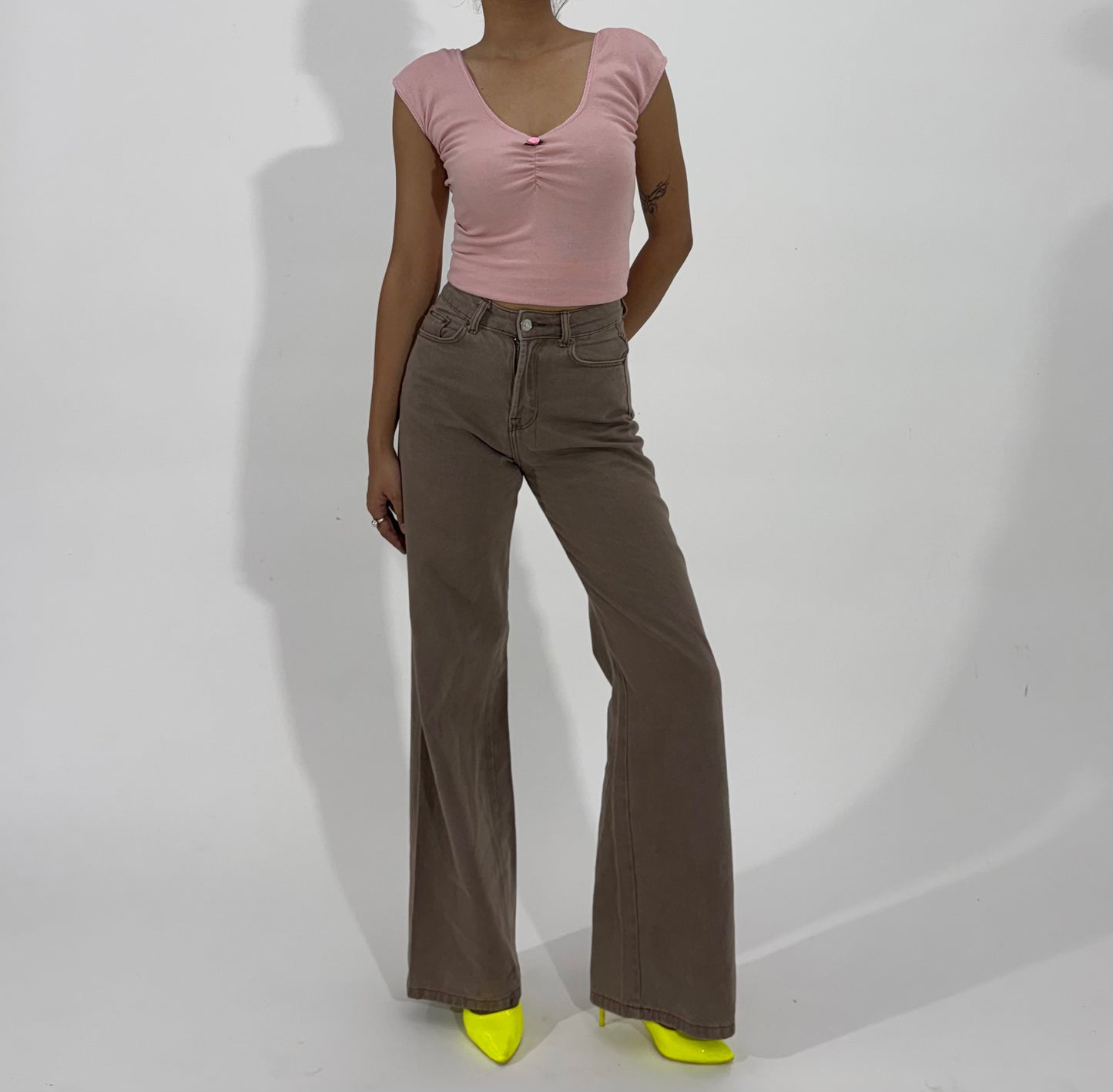 Women's Jeans Brown Wide-Leg