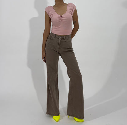 Women's Jeans Brown Wide-Leg