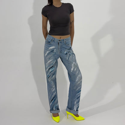 Women's Jeans Hand-Painted Straight-Leg