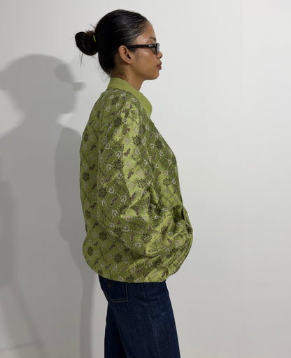 Women's Jacket Green Printed Bomber