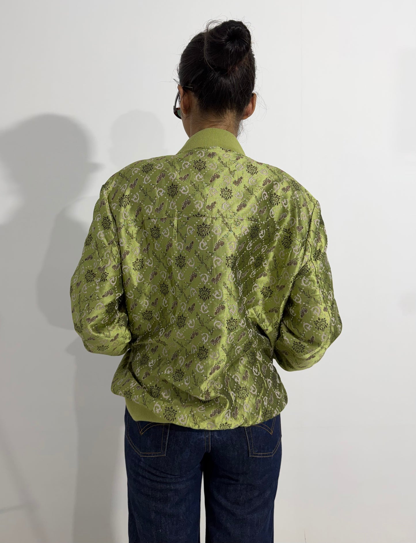 Women's Jacket Green Printed Bomber