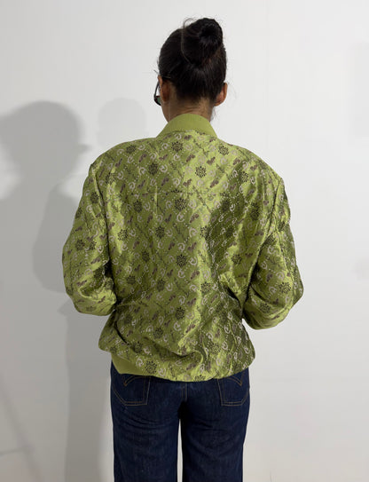 Women's Jacket Green Printed Bomber