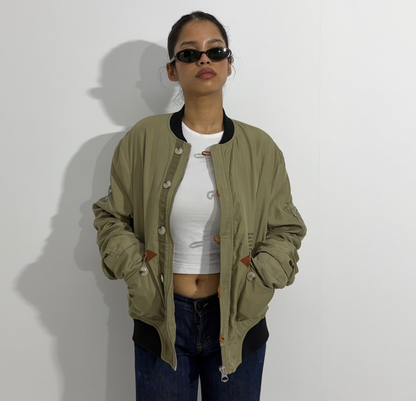 Women's Jacket Olive Green Utility Bomber