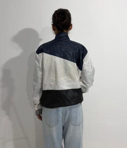 Women's Jacket Black & White Color Block Windbreaker