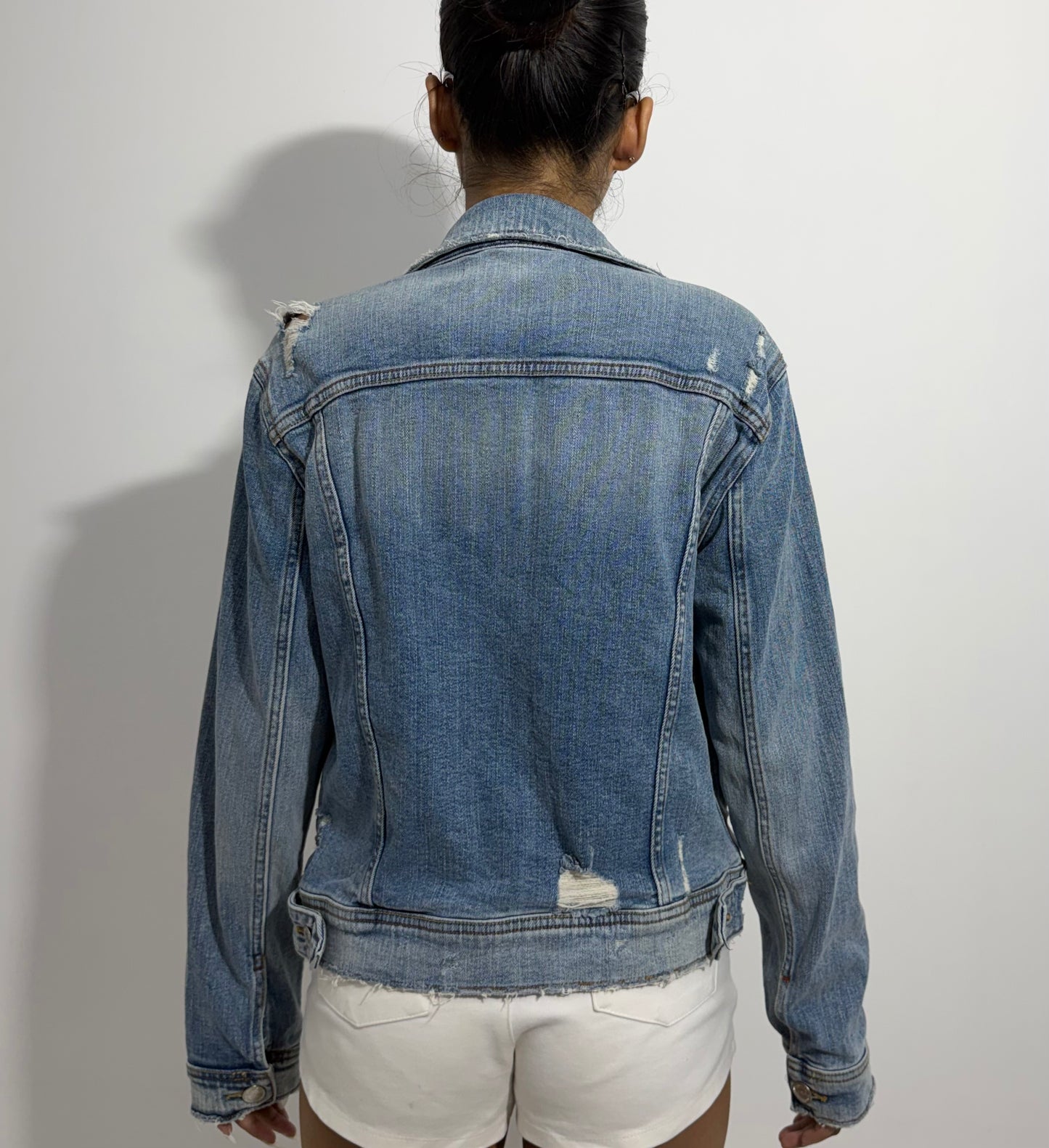 Women's Jacket Light Wash Distressed Denim