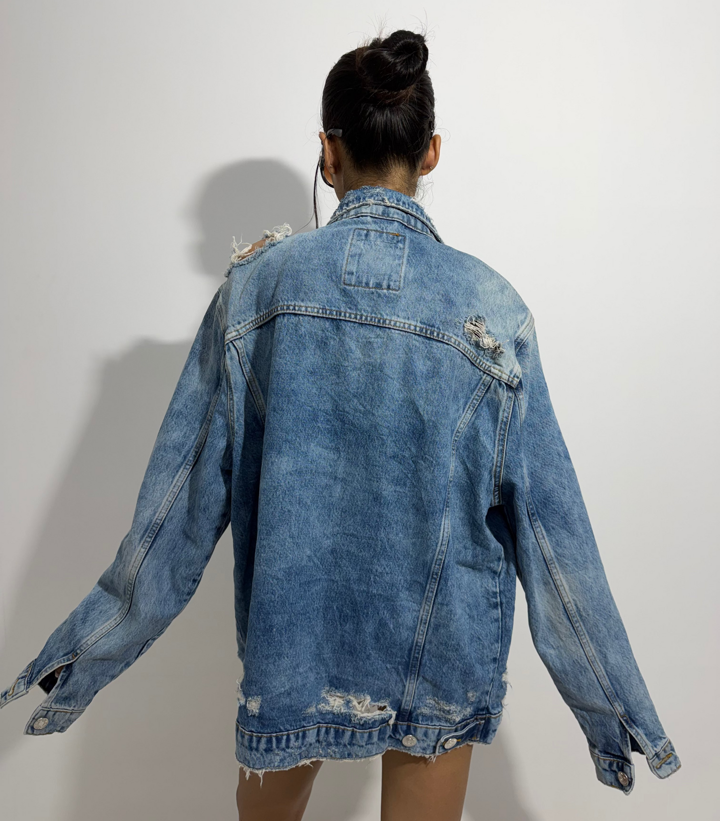 Women's Jacket Oversized Distressed Denim