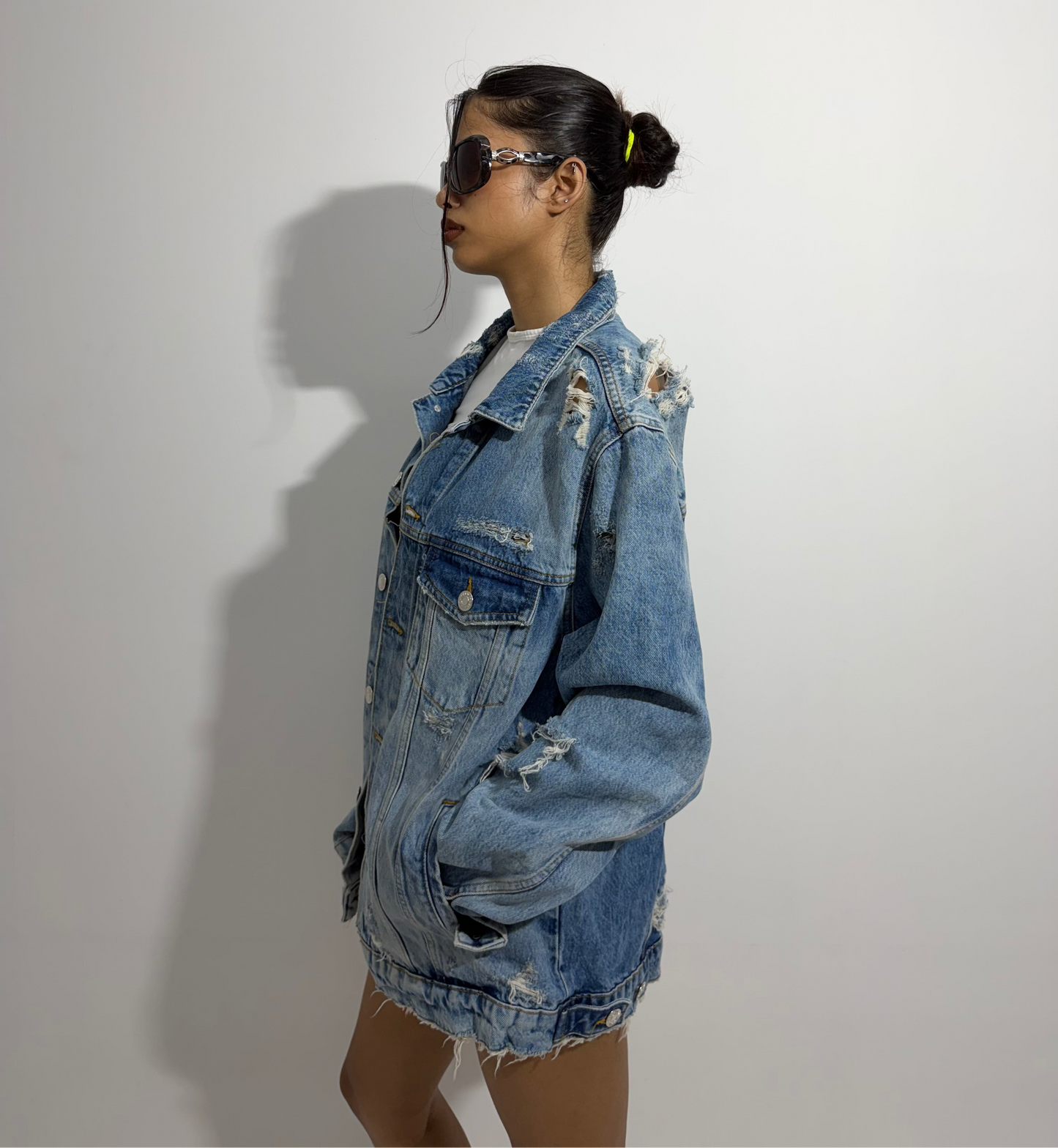 Women's Jacket Oversized Distressed Denim