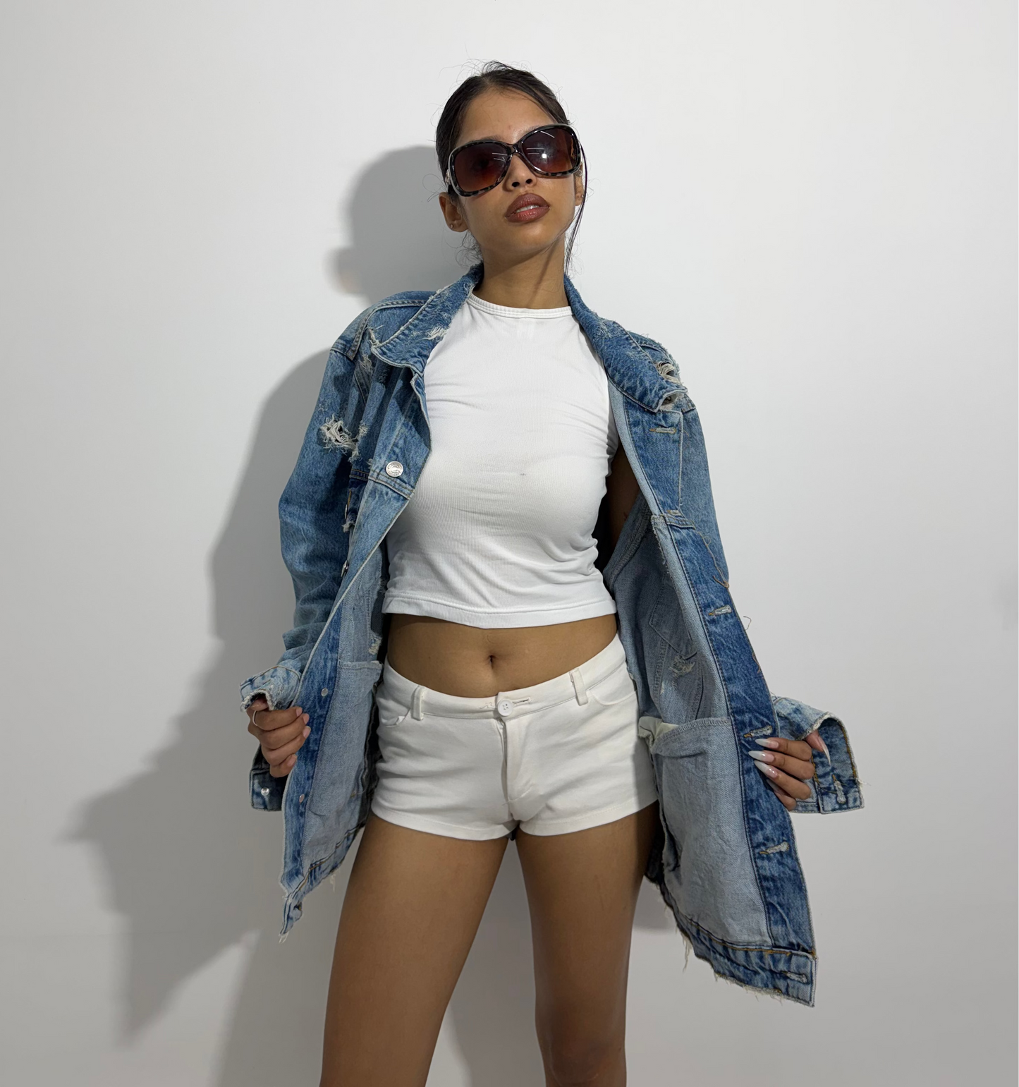 Women's Jacket Oversized Distressed Denim