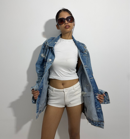 Women's Jacket Oversized Distressed Denim