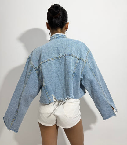 Women's Jacket cropped light-wash denim
